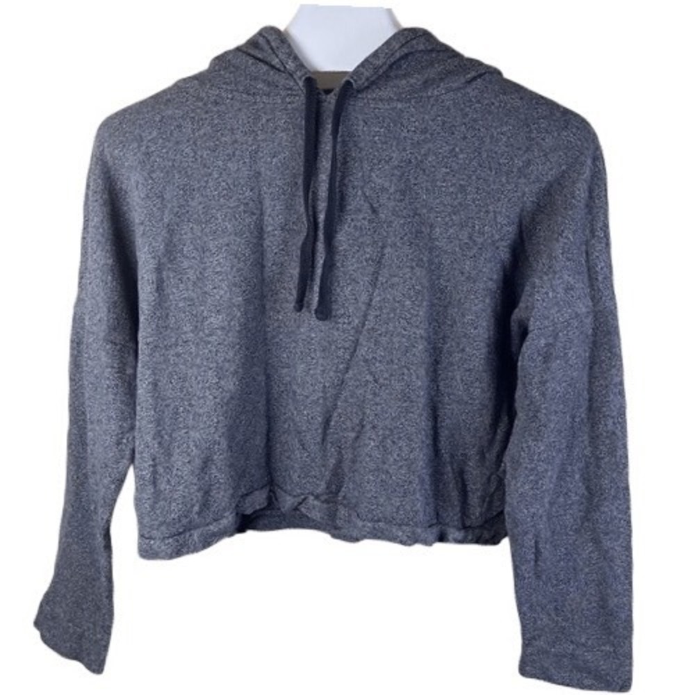 Madewell Women's Cropped Heathered Gray Hoodie Sweatshirt Size Medium Athleisure